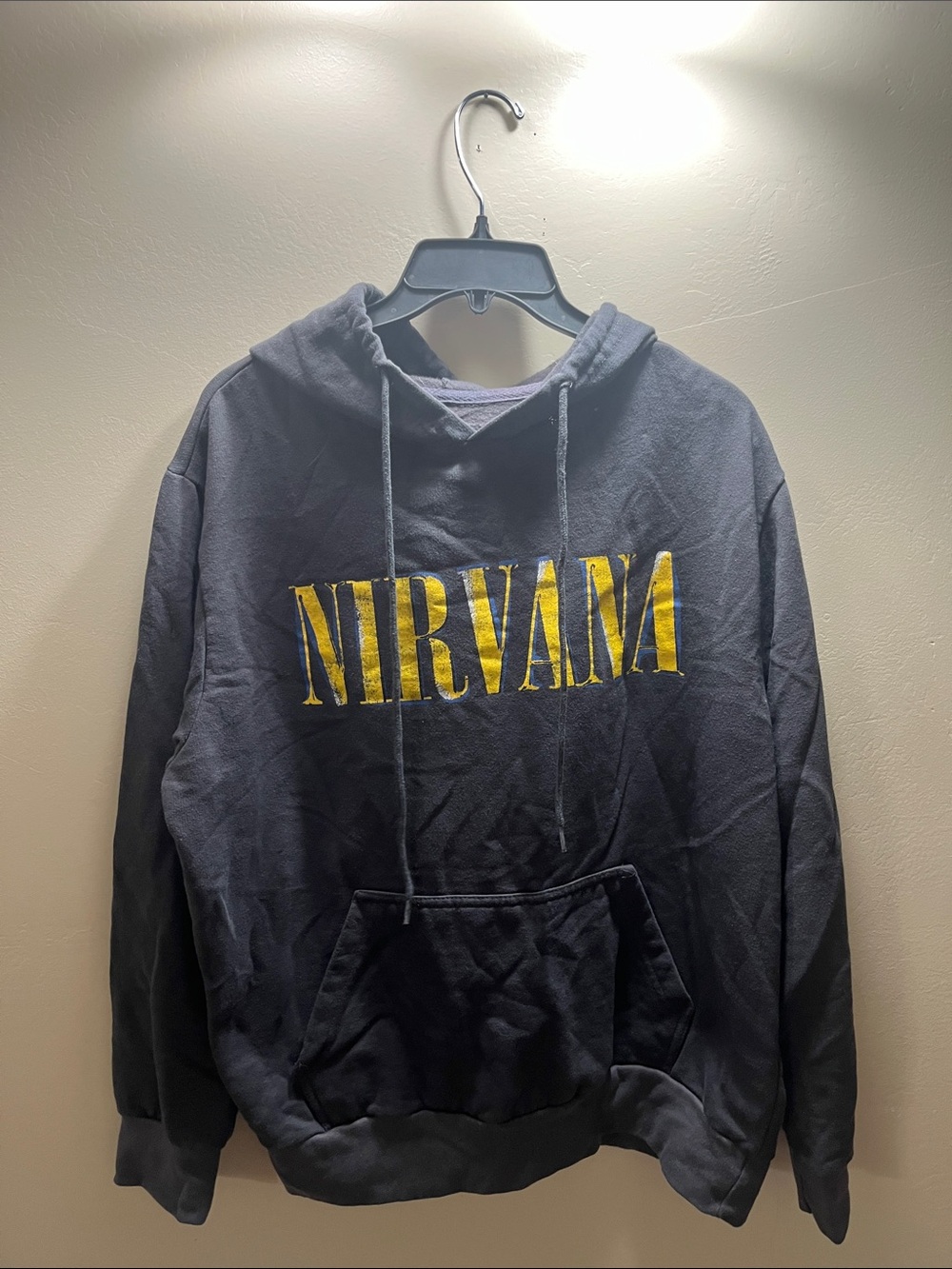 NIRVANA Black Crewneck Hoodie with Yellow Logo